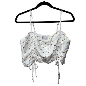 Hollister White Floral Crop Tank • L